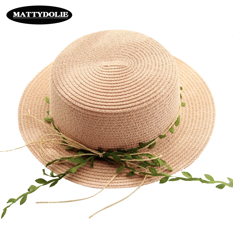 MATTYDOLIE القش قبعة فتاة 2019 جديد الروطان الصيف قبعة عارضة في الهواء الطلق شقة أعلى قناع الشاطئ قبعة الوالدين والطفل الشمس قبعة الشمس قبعة