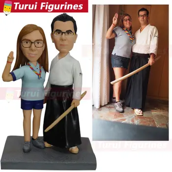 

custom head statue kungfu karate wedding figurines Custom Bobbleheads dolls karate figurines for cakes toppers Personal Sculptur