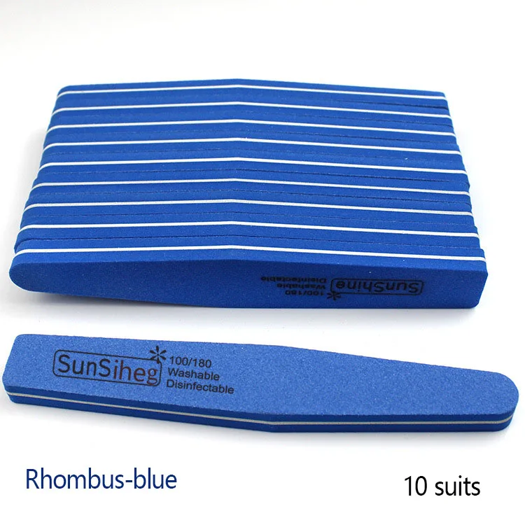 10 шт Алмазная пилочка для ногтей для инструментов для ногтей - Цвет: Rhombus-blue