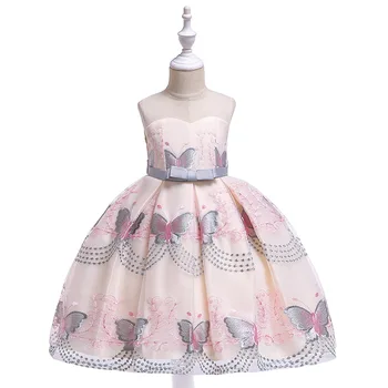 

girls dress 2019 girls fashion new butterfly embroidery tulle party tutu sundress children dress kids clothes 4-11Y