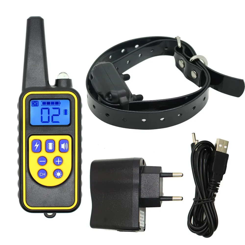Kopen 800M Hond Opleiding Kraag Eectric Shock Kraag Voor Honden IP7 Duiken Waterdichte Afstandsbediening Hond Apparaat Opladen Lcd display