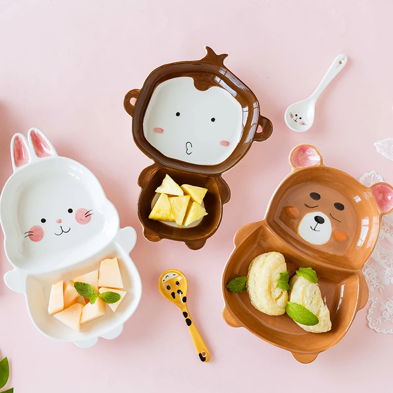 

MDZF SWEETHOME Separating Plate Cute Cartoon Animal Shape Baby Kids Dishes Snack Dessert Dinner Plate