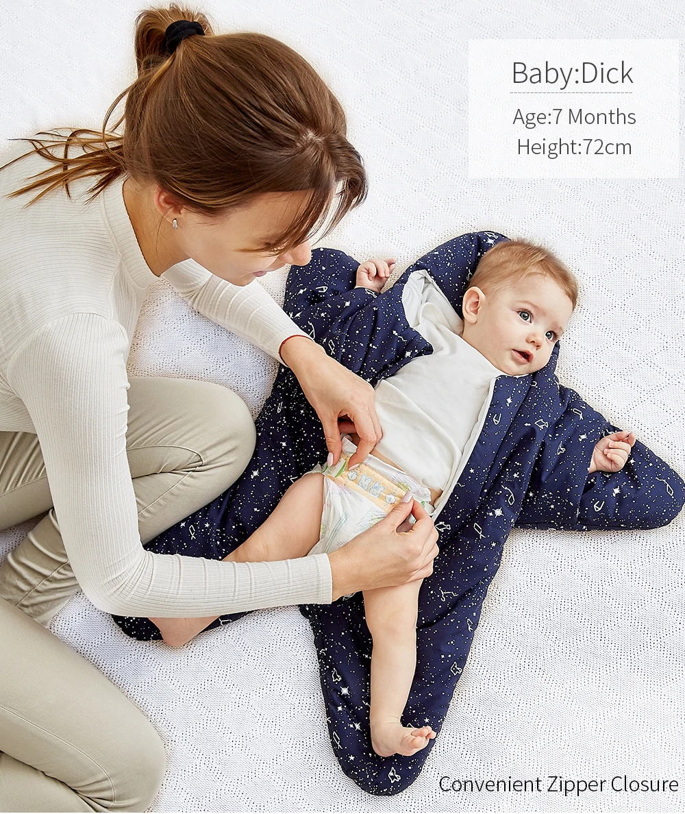 CieiK Baby Sleeping Clothes Cotton Winter Newborn Swaddle Star Sleepsack Soft Zipper Closure Warm Crochet Wearable Blanket (8)