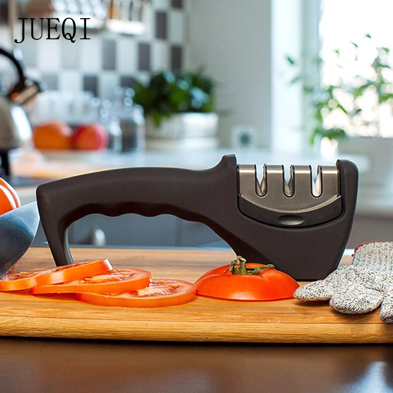 JueQi Knife Sharpener for Straight and Serrated Knives, 3 Stage Diamond