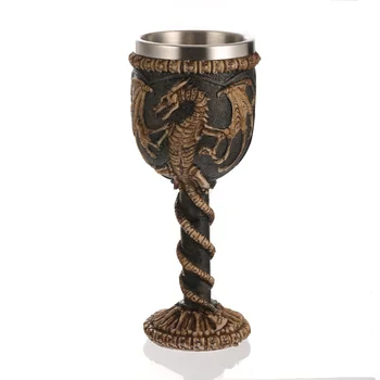 

Resin Stainless Steel Goblet Home Decor Dragon Winding 3D Red Wine Glass Bar Special Cup