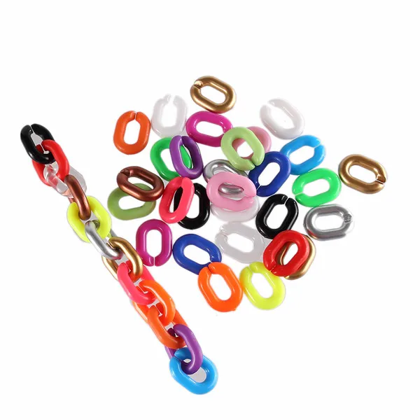 

Interesting Acrylic Chain Links DIY Charm Accessories for Jewelry Making 15*20mm 60pcs removable 10 Colors