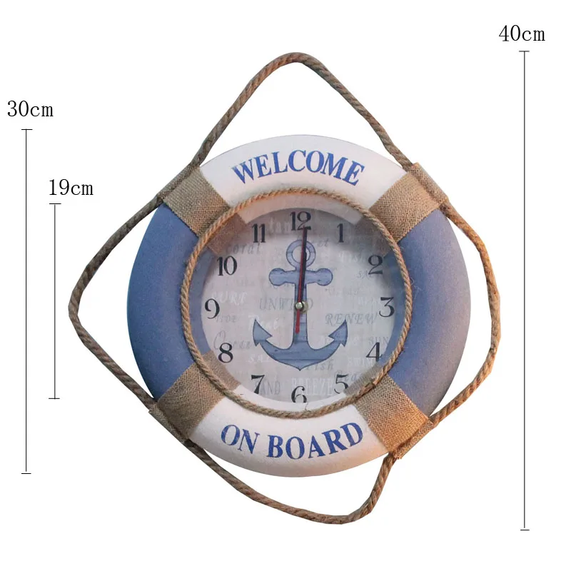 Спасательное кольцо, часы, пляжный морской тематический морской корабль, спасательный круг, Декор, настенные подвесные украшения, фабрика, средиземноморская, ручная работа, океан - Цвет: B