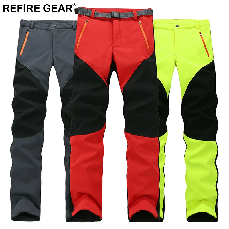 ReFire Gear invierno al aire libre Soft Shell pantalones hombres cálidos a prueba de viento transpirable Camping polar pantalones masculinos senderismo Pantalones deportivos