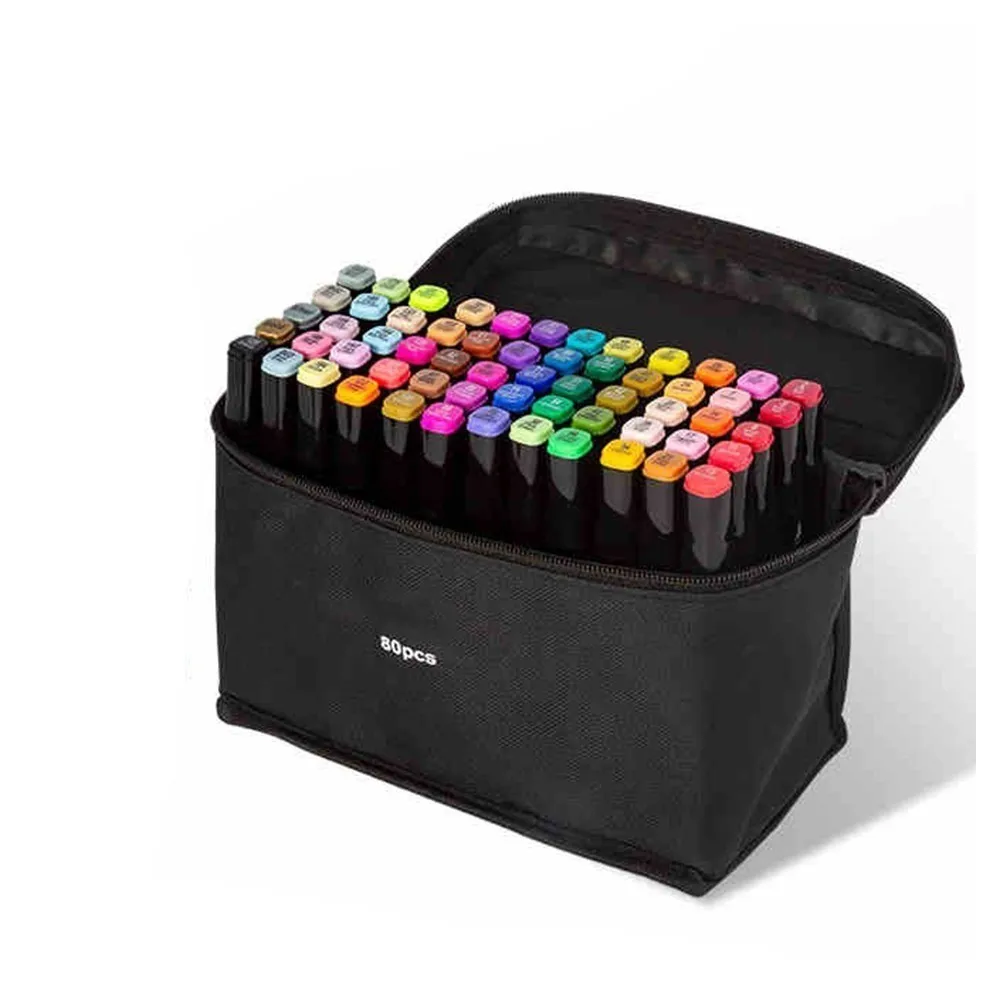 

Three generations of marker pen set double head color alcohol oily 60 color and 80 color marker NOT