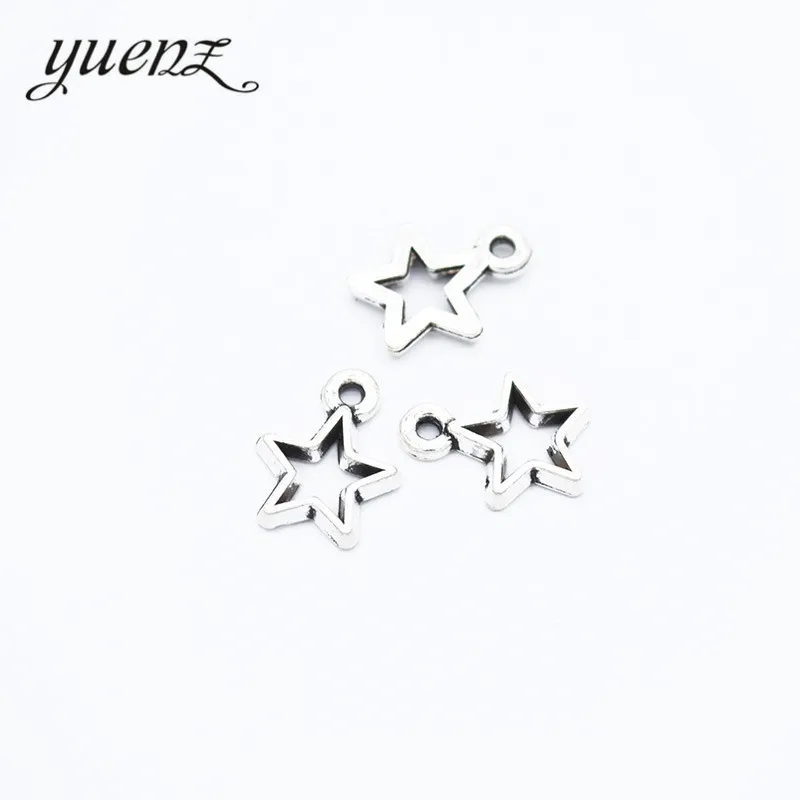Yuenz, 50 шт в наборе, модные небольшие украшения в виде звездочек антикварное изделие из металла подвеска для Цепочки и ожерелья браслета изготовление сережек 14*11 мм L325