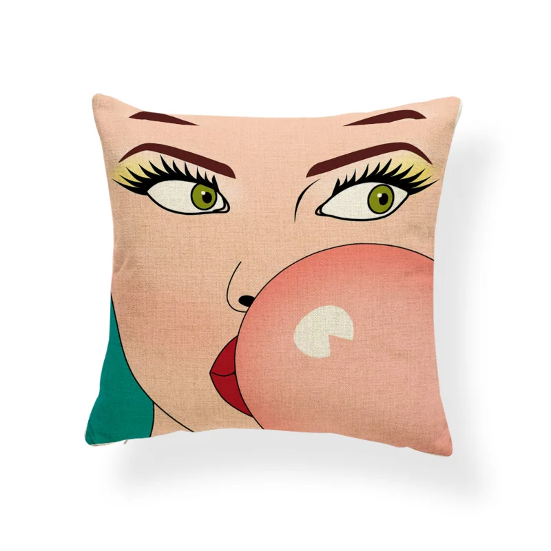 Comics Cushions Sexy Women Pilow Cloud Cartoon Beach Holiday Gift Lips Blue Throw Pillow Wave Point Boom 18 Inch Polyester Warm Cushion Cover Aliexpress