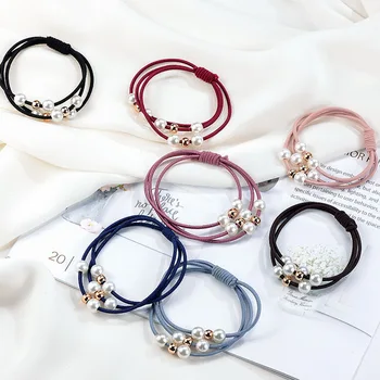 

DHL 50bag 100pcs/bag Pearl Elastic Rubber Bands Ring Headwear Girl Elastic Hair Band Ponytail Holder Scrunchy Rope Headwear