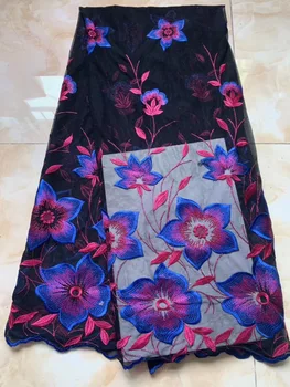 

Latest African Laces 2019 Embroidered Nigerian Laces Fabric High Quality Dubai 3 d flowers French Mesh Lace Fabric 5 Yards