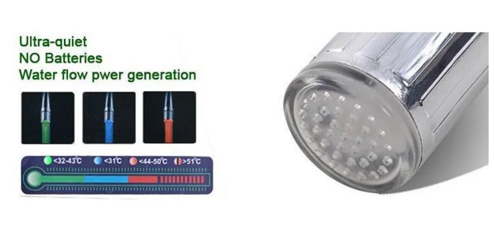 3 Color Sensor RGB Glow Shower LED Light Water Faucet Tap 11