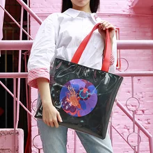 MENOGGA ПВХ сумка для покупок 16,5 дюймов Большие из ПВХ сумка-тоут цветочный узор Повседневная Водонепроницаемая портативная прочная сумка через плечо женская