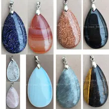 20x35x9 мм, опал, Голубой песок, лабрадорит, сердолик, тигровый глаз, золотой камень, кристалл, капля воды, для женщин и мужчин, кулон из бисера, WFH451