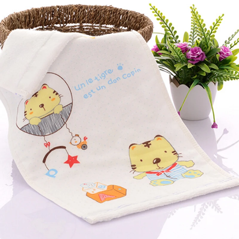 Children Hand Towel Cotton Cartoon Bear Printed Soft Washcloth Kids
