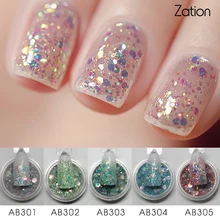 Zation 1 коробка для дизайна ногтей Блестящий зеркальный жемчуг порошок пыль блеск DIY дизайн ногтей наклейки УФ гель лак 3D для маникюра ногтей Шарм