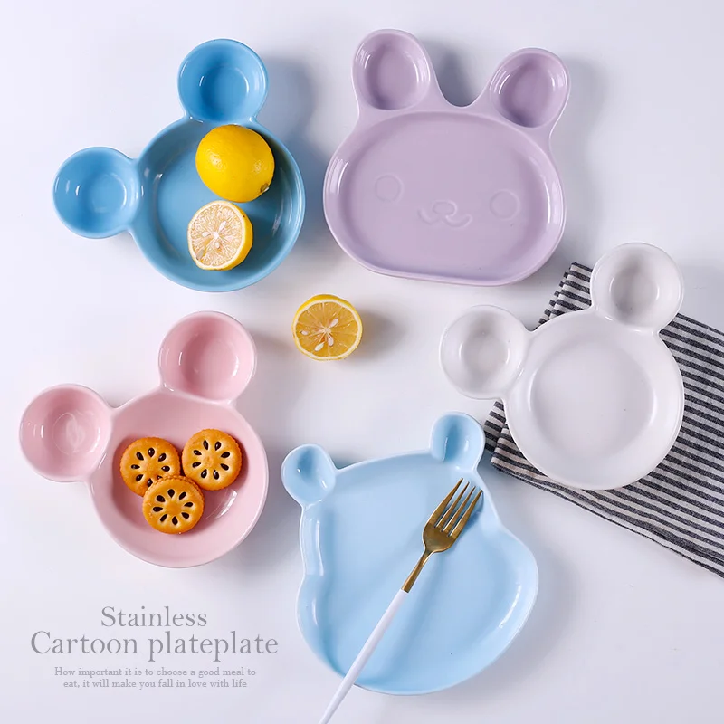 Может быть микроволновая печь Керамическая моделирование мультфильм младенческой кормления тарелка подставка для тарелки Посуда для детей