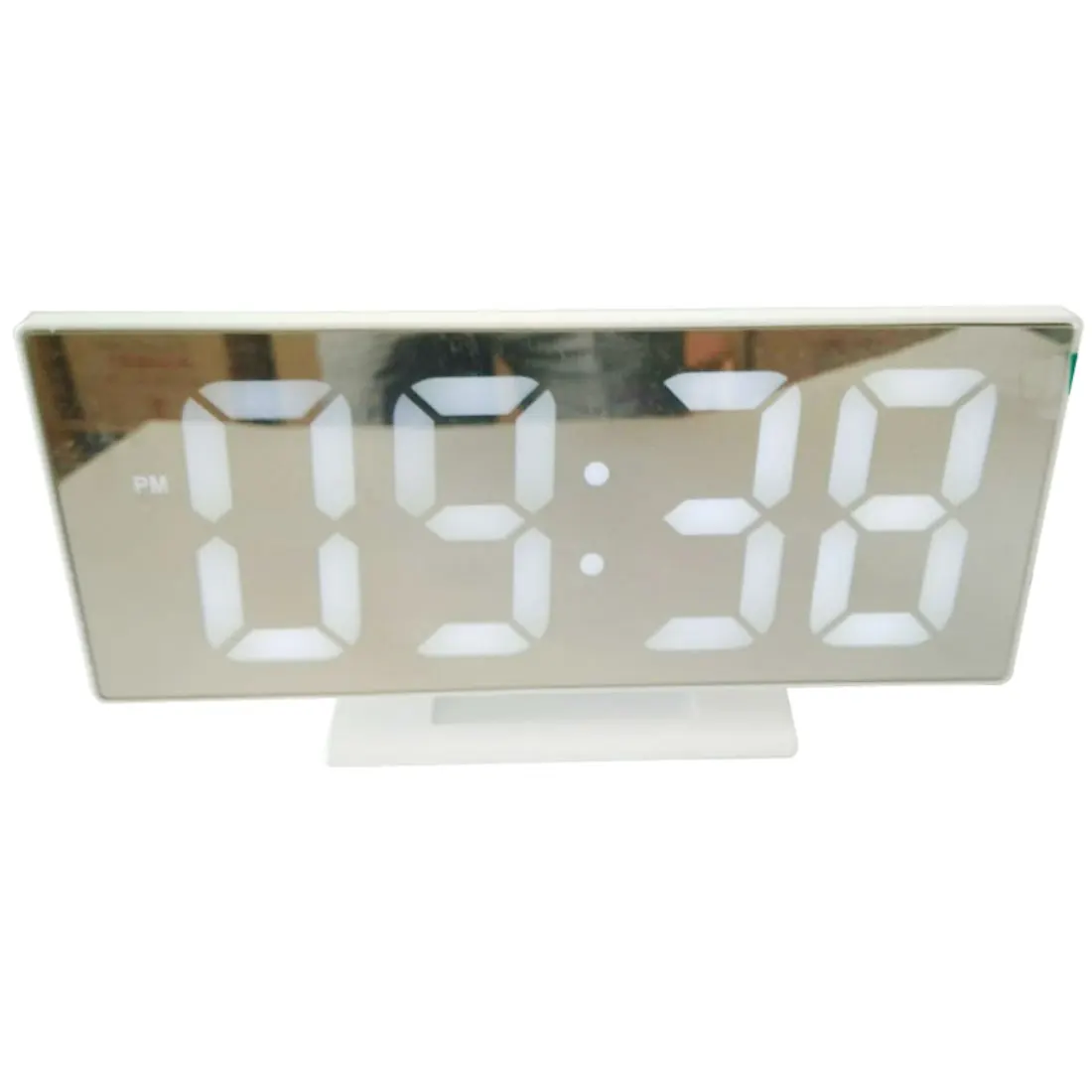 Многофункциональный светодиодный зеркальные часы цифровой будильник Повтор дисплей время ночного стола рабочего стола офиса дома спальни украшения - Цвет: W Shell and W Words