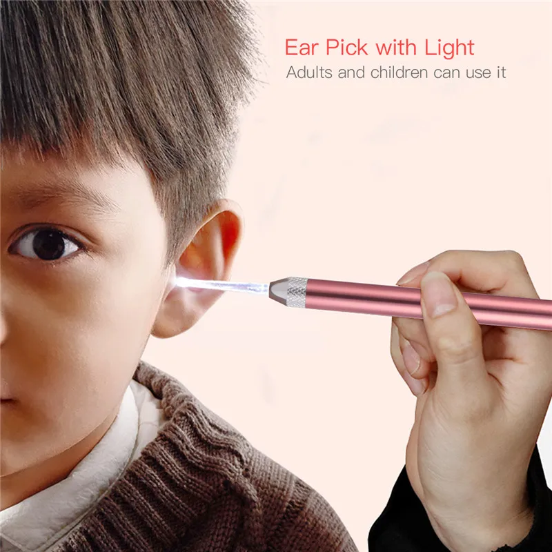 Детский ушной воск очиститель фонарик удалитель ушной серы светящаяся Ушная кюрета световая ложка чистящий инструмент для ухода за ушками для детей