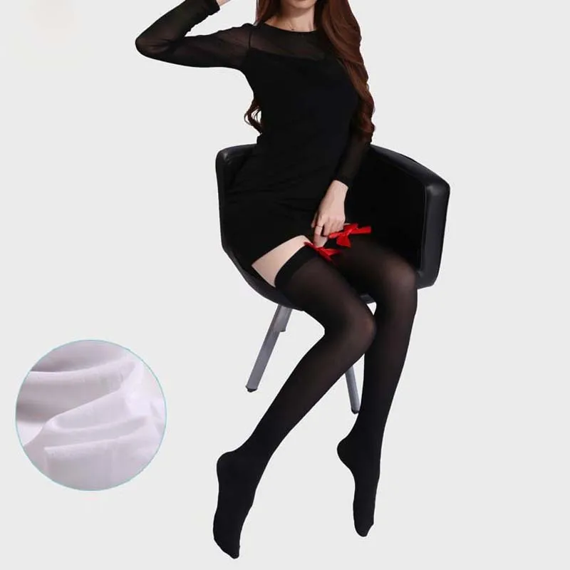 Sexy Women Lady Nylon Stockings Stretchy Over Knee High Long Stockings Tights with Bows Calcetines Mujer