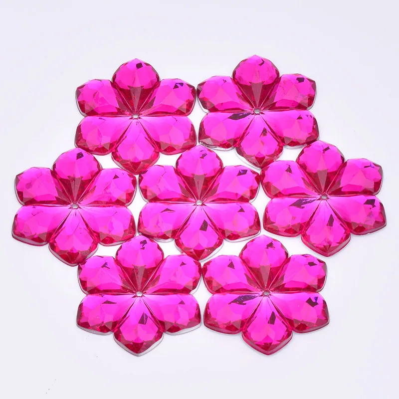 JUNAO 28 мм большая акриловая пришивная Цветочная аппликация со стразами с плоской задней стороной хрустальные камни смешанные цвета шитье стразами ремесла драгоценные камни для одежды - Цвет: Rose