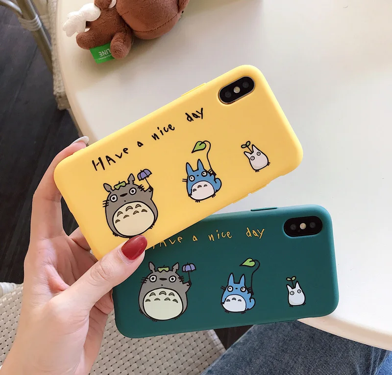 

For Cute cartoon little totoro 7plus apple X mobile phone shell iphone8/6s all inclusive anti-fall 8p soft silicone men