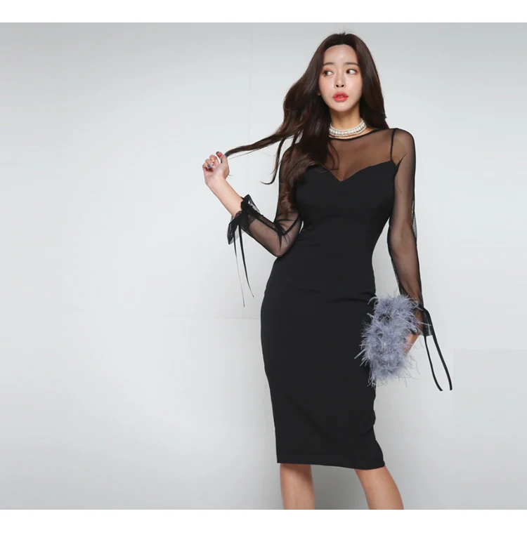 Sexy mesh splicing fashion temperament dress | Женская одежда