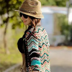 Trendzone 50 лето-осень мода женская соломенная шляпа Цвет Полосатый пляж шляпа солнца складная шляпа бесплатная доставка