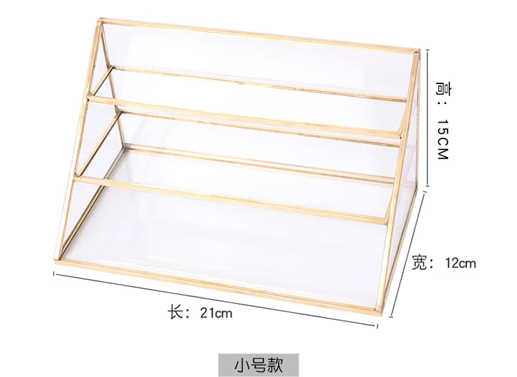 Billig Glas Make Up organizer Bad Kosmetische veranstalter mit goldenen bedeckt rand Bleistift Box Parfüm make up tools Lippenstift veranstalter