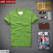 Мужская и женская Однотонная футболка из чистого хлопка с v-образным вырезом, уличная одежда для рыбалки, скалолазания, кемпинга, спорта, бега, походов, треккинга