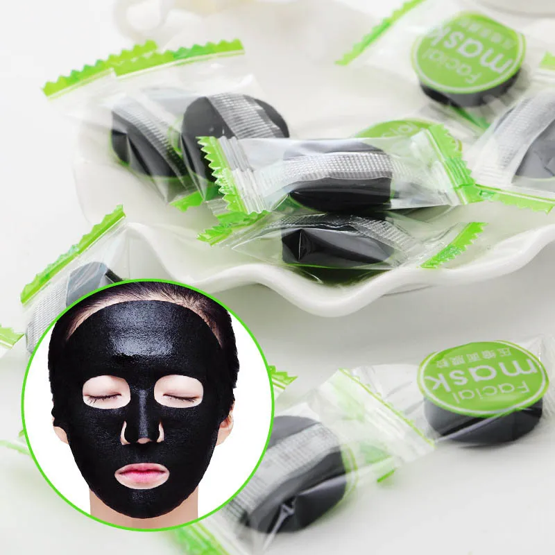 Black Compress Facial Mask Whitening Face Skin Care Natural Bamboo