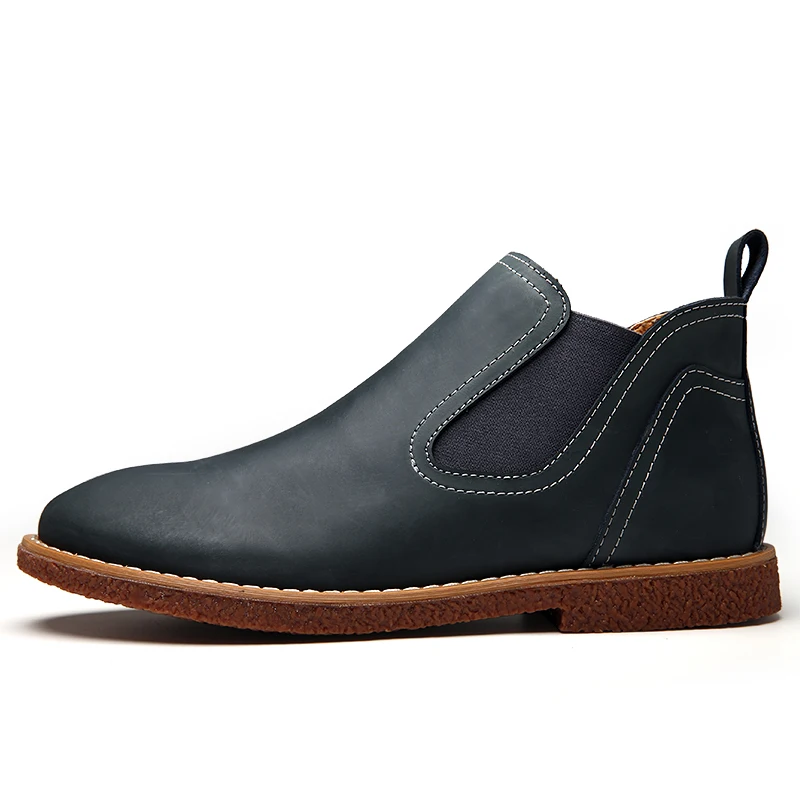black Hommes Chaussures Masculina Vintage En Bottes Style Top dark Marque Brown Chelsea Nouveau Cuir Green Pour Qualité 2018 Bota trdxoCshQB
