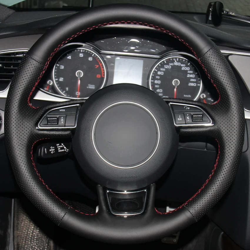 Черный синтетический кожаный чехол для Audi A1 A3 A5 A7|car steering wheel cover|steering coverwheel cover |