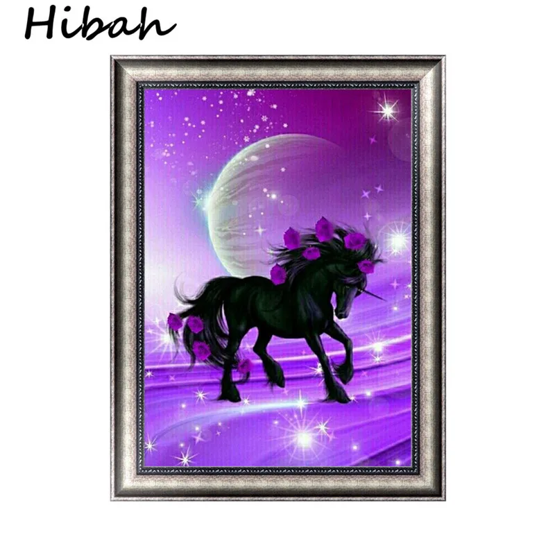 

Hibah Resin Round Diamond 5D DIY Diamond Painting "Unicorn Unicorn" 3D Embroidery Cross Stitch Mosaic Mosaic Painted Home Decor