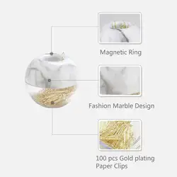 Золото Бумага клипы в элегантный Магнитная Мрамор белый клип держатель, 28 мм, 100 клипс в коробке