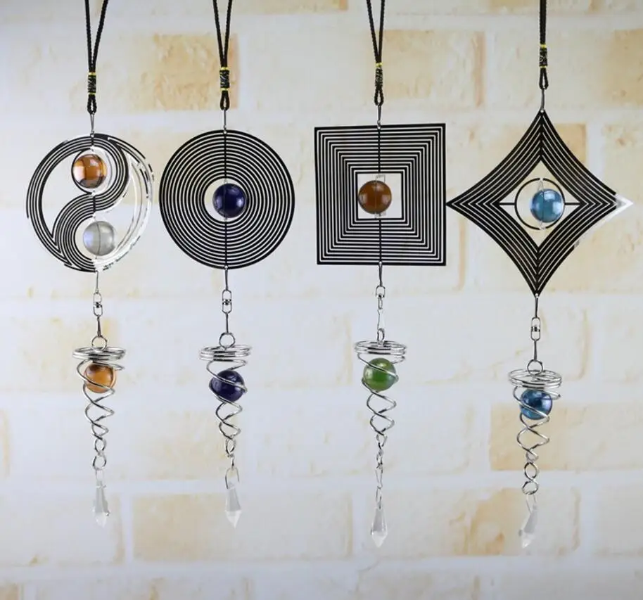 

vintage Distressed DIY rotating creative taichi Wind Chimes iron craft model for home coffee bar ornaments decoration