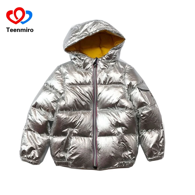 

-30 Winter Jackets Kids Outwear Coats Boys Hoodie Down Jacket Warm Girls Snowsuit White Duck Down Parka Children Clothing Sliver