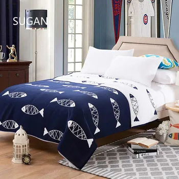 

SU GAN 2018 Fashion Cotton Blanket on the bed Korean Fish Zebra Sofa Travel Soft Bedspread Bedding Quilt Sheet 1pcs Hot sale