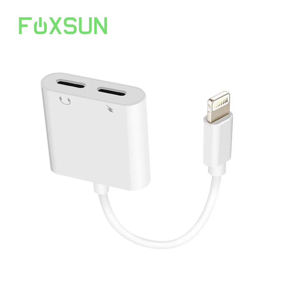 FOXSUN 2-в-1 для двойного разветвителя Lightning адаптер наушников аудио и зарядки iPhone 7 / 8