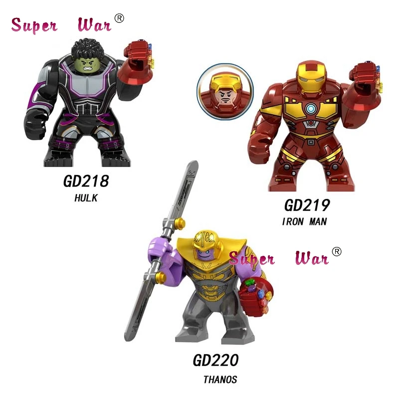 

Single Marvel Avengers Endgame Hulk Thanos with Tyrant Knife Iron Man Infinity Stones Gauntlet IronMan building blocks Kid Toys