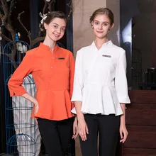 Высокое качество косметолога рабочая одежда салон красоты женская блузка с оборками+ брюки набор Больничная униформа медсестры