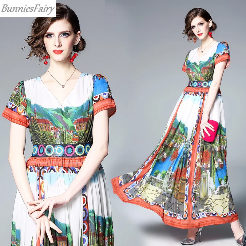 BunniesFairy 2019 летнее женское винтажное пляжное Цветочное платье с высокой талией