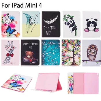 

For Apple iPad Mini 4 Case Owl Butterfly Pattern Leather Smart Case cover For ipad Mini 4 Tablet With Card Slot For ipad Mini4