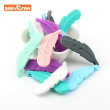 Силиконовые бусины Keep & grow перо мраморные Детские Прорезыватели для зубов пищевого класса детские игрушки для прорезывания зубов цепочка о...
