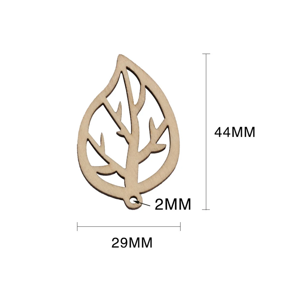 30pcs 29x40mm Wood Leaf Natural Wooden Shapes Scrapbooking Craft Handmade Accessories Home Decorations Hanging Wind Chimes