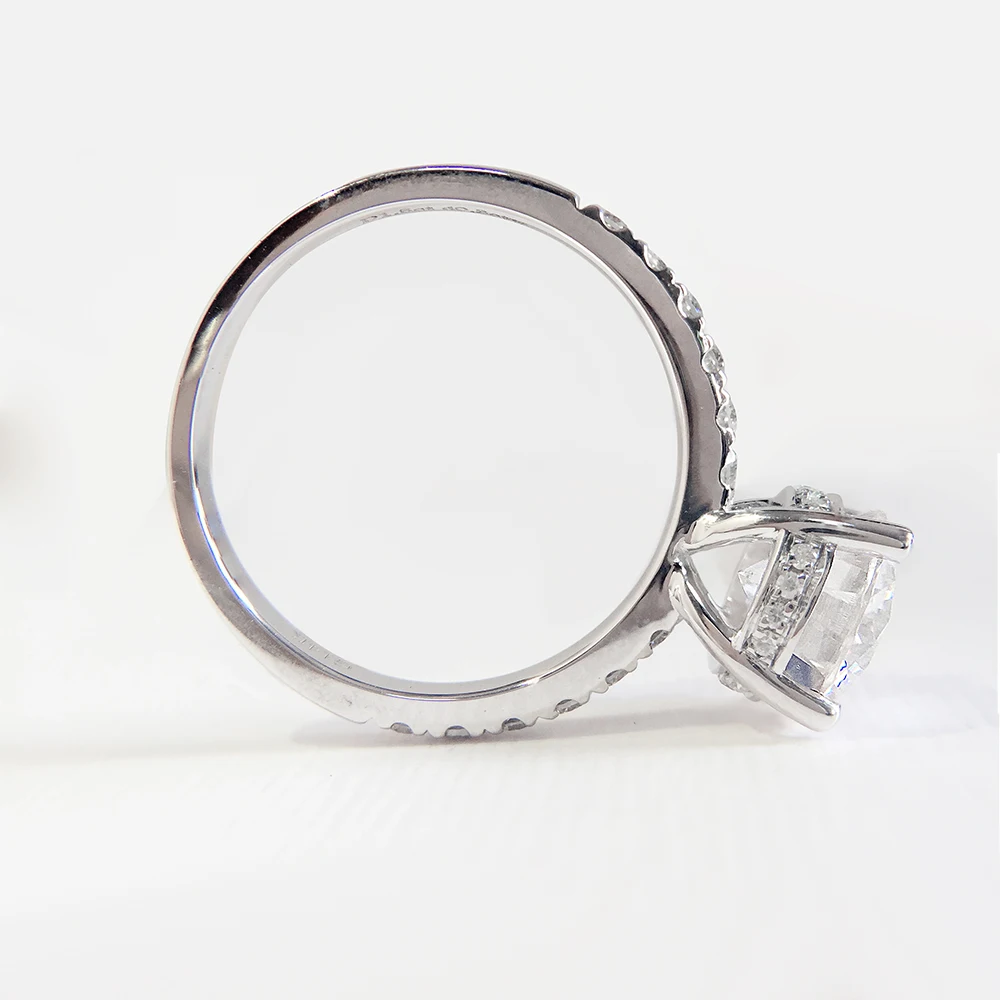 US $289.00 1ct Brilliant Cut Moissanite Engagement Ring Setting with Side Stone HeartampArrow Cut Stunning Test Positive in 14K White Gold