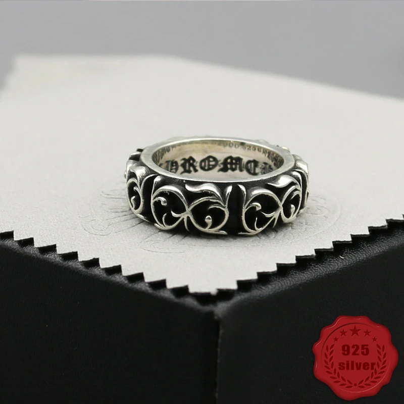 

925 sterling silver couple ring fashion retro personality street dance jewelry simple vine flower letter shape 2018 hot sale