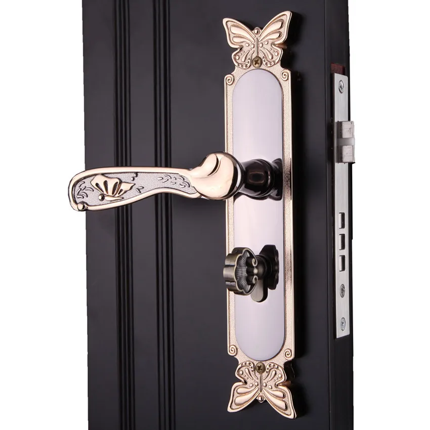 Retro creative butterfly indoor door lock ivory white ...